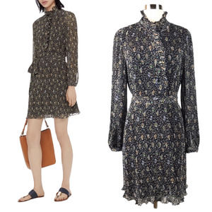 TORY BURCH Deneuve Dress Navy Soleil Floral 10 NWT